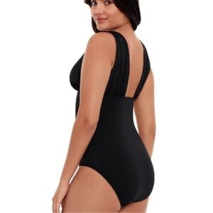 NWT Time and Tru Plunge V Neck One Piece Small Solid Black